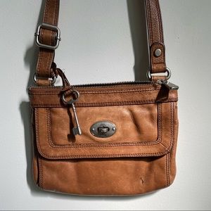 FOSSIL Brown Genuine Leather Crossbody Purse